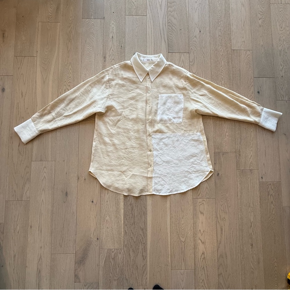 Women’s Two-Tone Cream Button-Down Shirt
